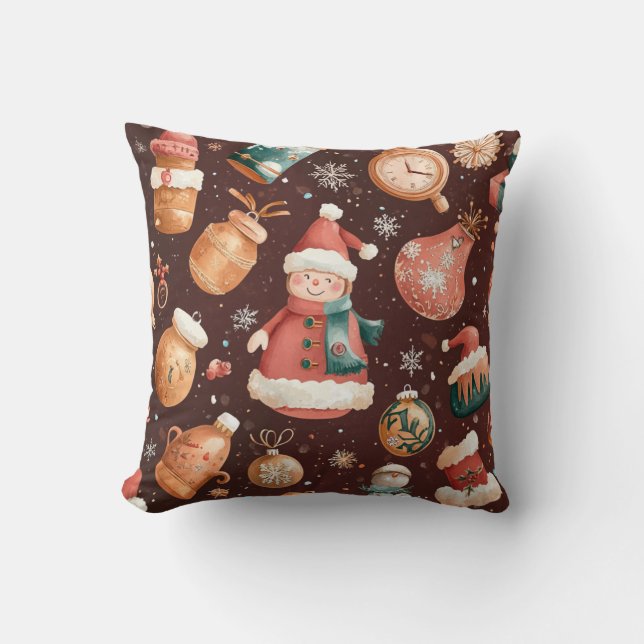 Steampunk Christmas Throw Pillow (Front)