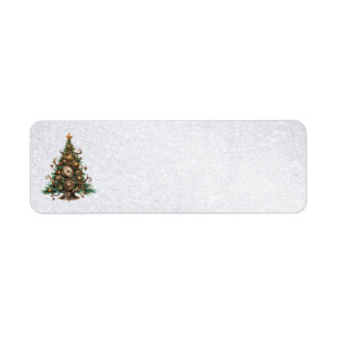 Steampunk Christmas Tree Address Labels