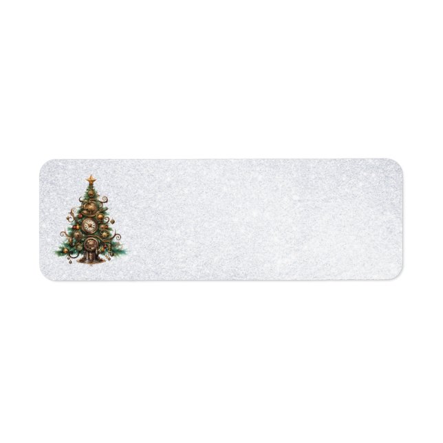 Steampunk Christmas Tree Address Labels (Front)