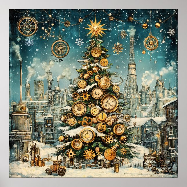 Steampunk Christmas Tree Poster (Front)