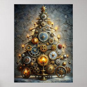 Steampunk Christmas Tree Poster