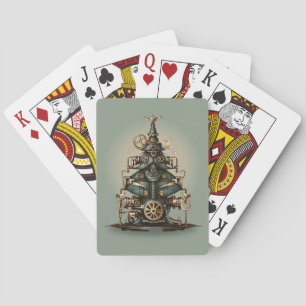 Steampunk Christmas Tree Vintage Retro Style Playing Cards