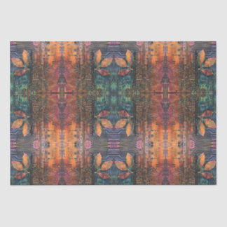 Steampunk circuit board with a leaf and flower tissue paper