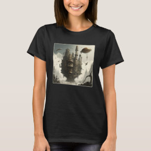 Steampunk City Artwork Retro Scifi Mechanical Gear T-Shirt