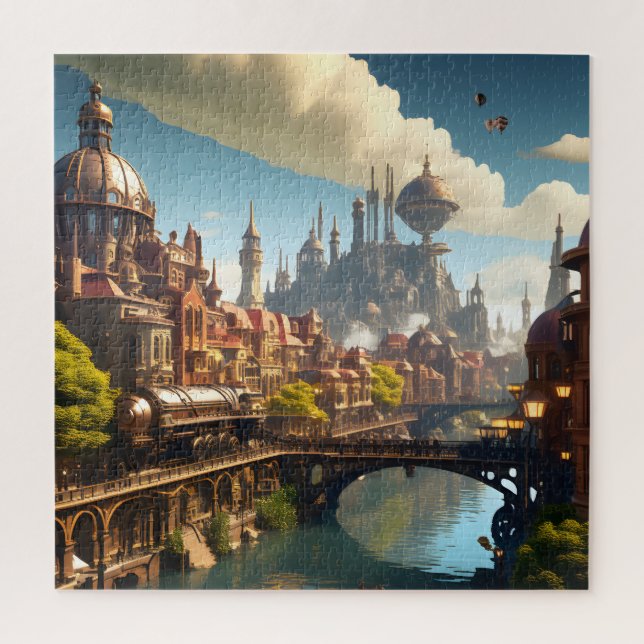 Steampunk City Waterside Jigsaw Puzzle (Vertical)