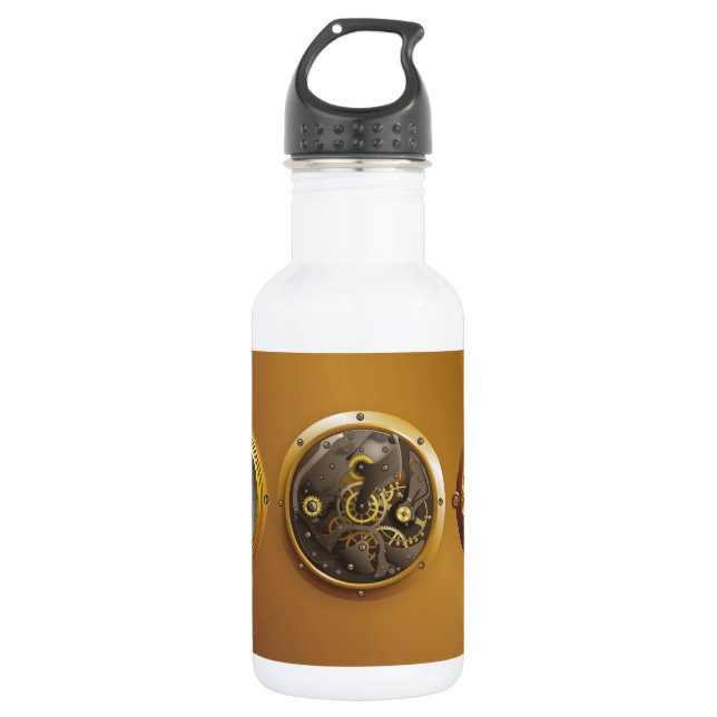 Steampunk clock 532 ml water bottle (Front)