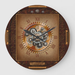 Steampunk Clock~Large Antique Gear~Roman Numerals~ Large Clock