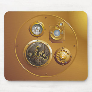 Steampunk clock mouse pad