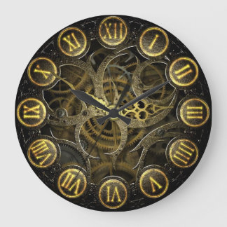 Steampunk clock old victorian gear style