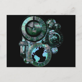 Steampunk Clock Postcard