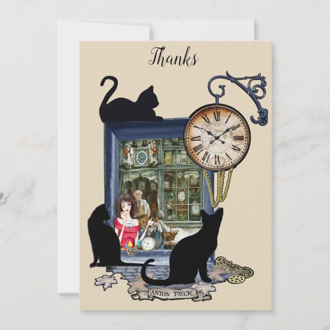 Steampunk-Clock shop in Old Amsterdam Thank You Card (Front)