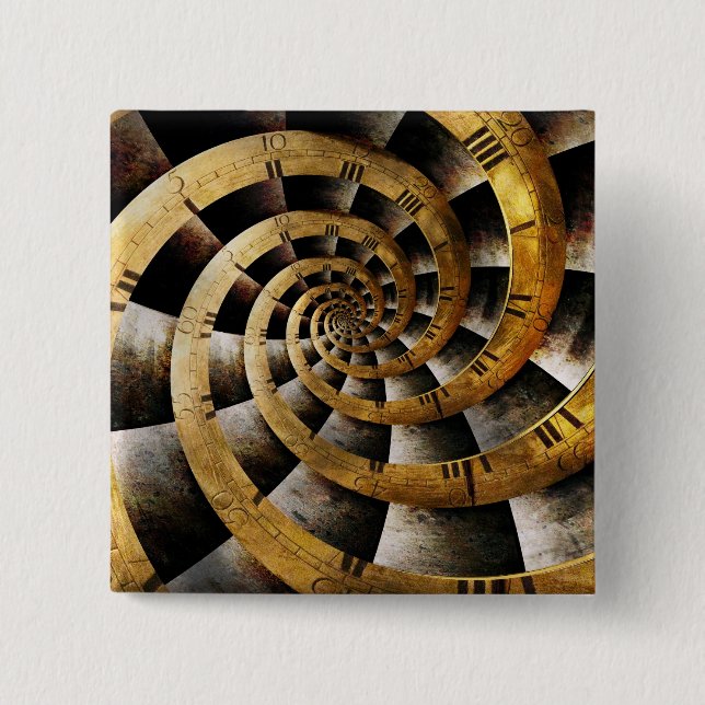 Steampunk - Clock - The flow of time 15 Cm Square Badge (Front)