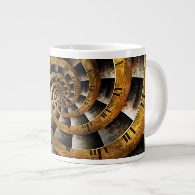Steampunk - Clock - The flow of time Large Coffee Mug (Front Right)