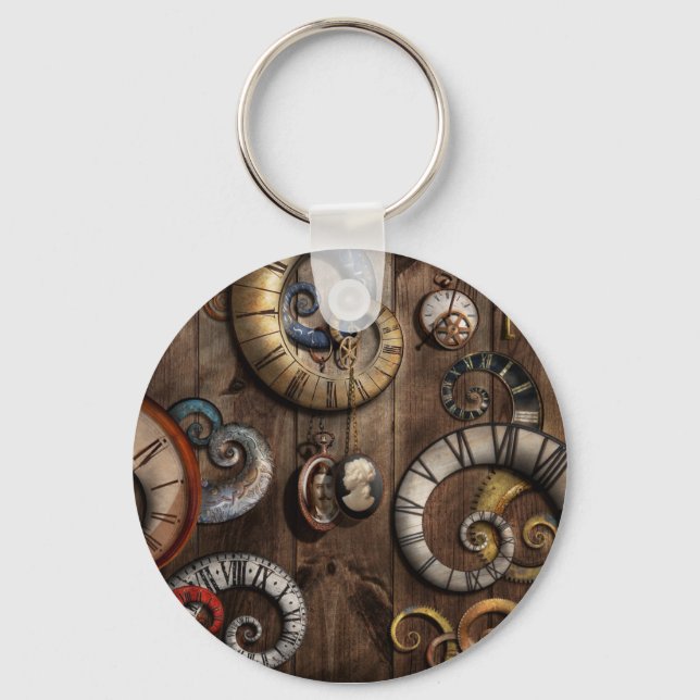 Steampunk - Clock - Time machine Key Ring (Front)