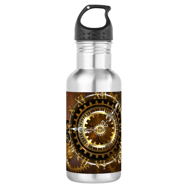 Steampunk clock with antique gears 710 ml water bottle (Front)