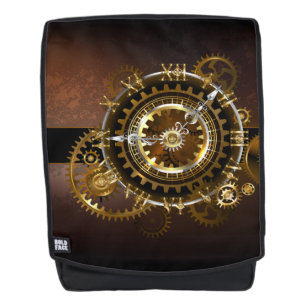 Steampunk clock with antique gears backpack