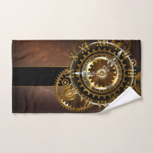 Steampunk clock with antique gears bath towel set