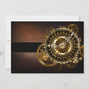 Steampunk clock with antique gears card