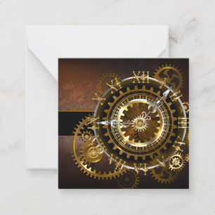 Steampunk clock with antique gears card