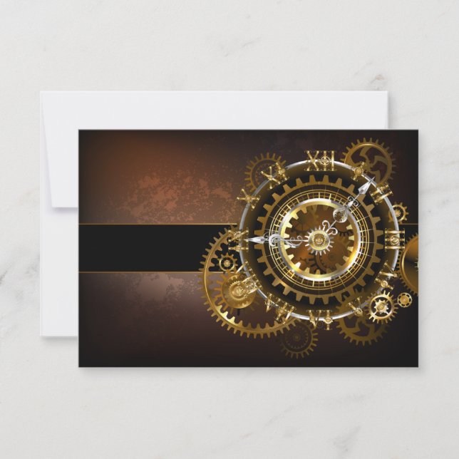 Steampunk clock with antique gears card (Front)