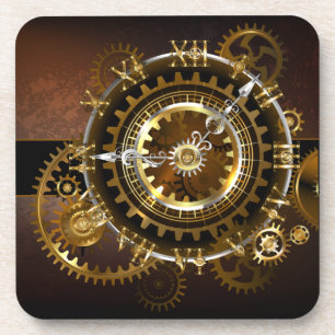 Steampunk clock with antique gears coaster