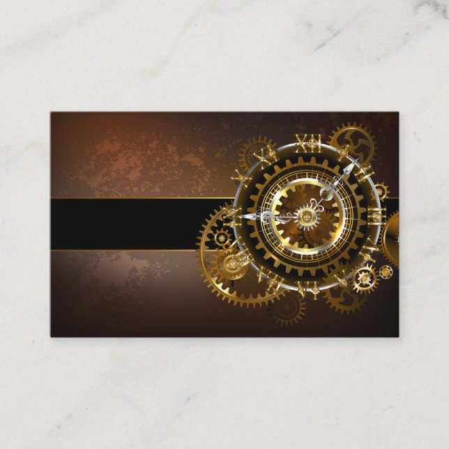 Steampunk clock with antique gears discount card (Front)