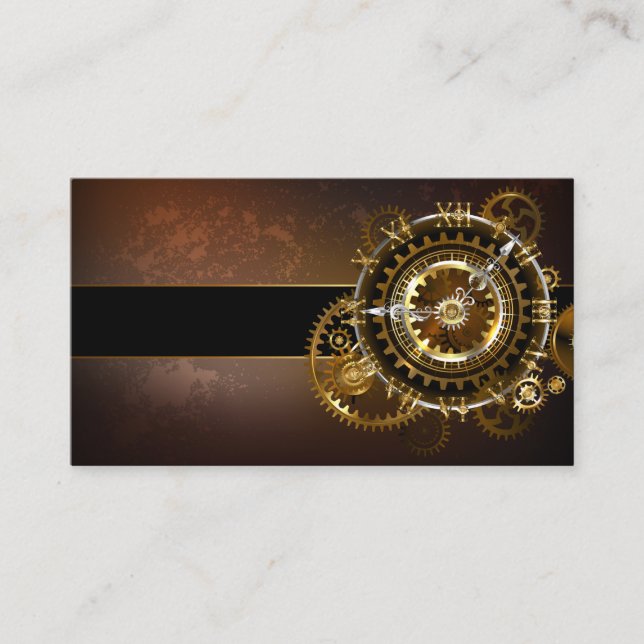 Steampunk clock with antique gears discount card (Front)