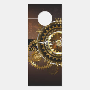 Steampunk clock with antique gears door hanger