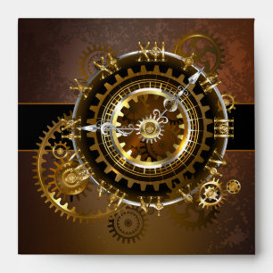 Steampunk clock with antique gears envelope