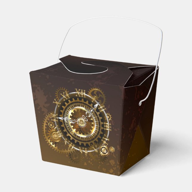 Steampunk clock with antique gears favour box (Front Side)