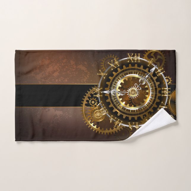 Steampunk clock with antique gears hand towel (Hand Towel)