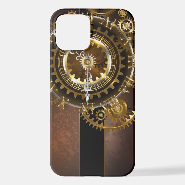 Steampunk clock with antique gears iPhone case (Back)
