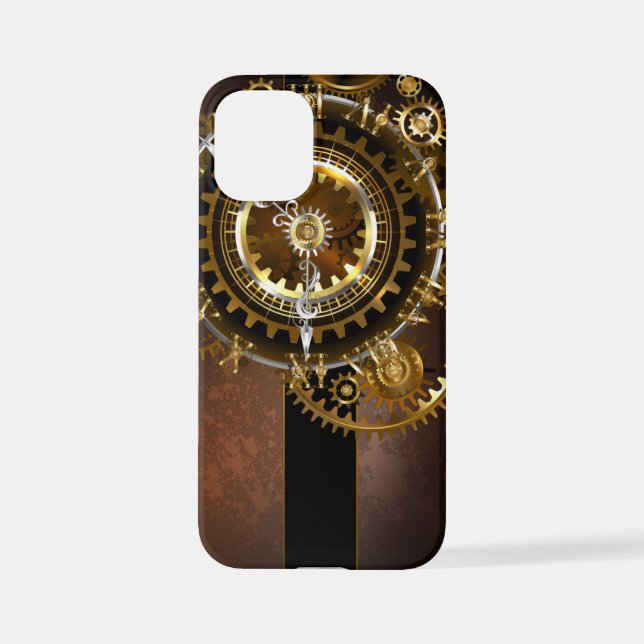 Steampunk clock with antique gears iPhone case (Back)
