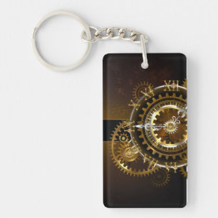 Steampunk clock with antique gears key ring