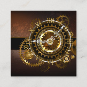 Steampunk clock with antique gears loyalty card