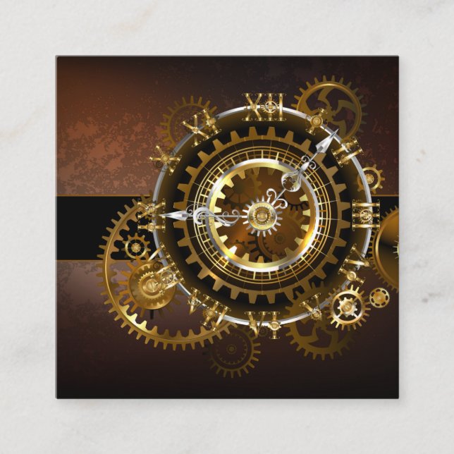 Steampunk clock with antique gears loyalty card (Front)