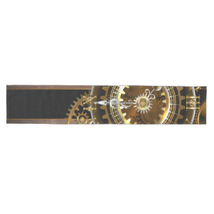 Steampunk clock with antique gears medium table runner