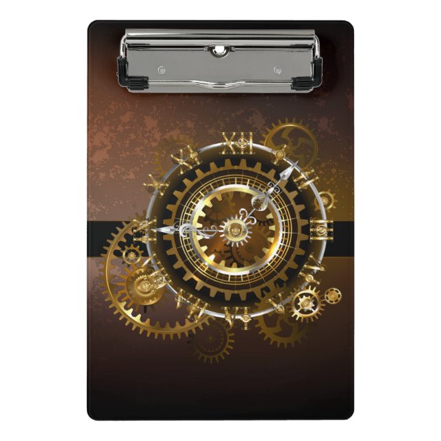 Steampunk clock with antique gears mini clipboard (Front)