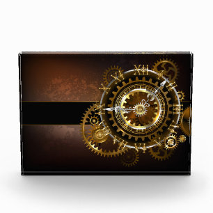 Steampunk clock with antique gears photo block