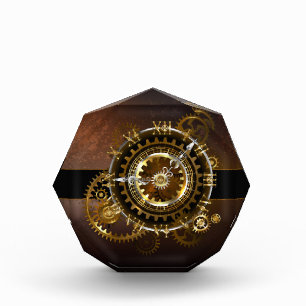 Steampunk clock with antique gears photo block