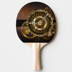 Steampunk clock with antique gears ping pong paddle