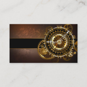 Steampunk clock with antique gears place card