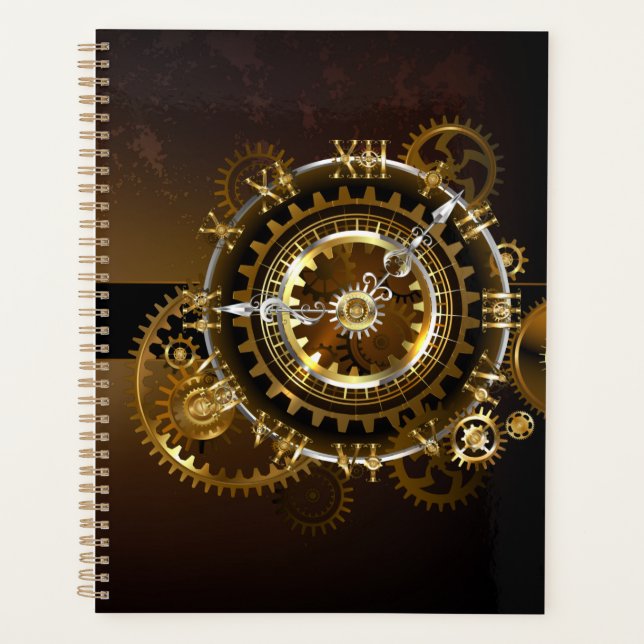 Steampunk clock with antique gears planner (Front)