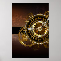 Steampunk clock with antique gears