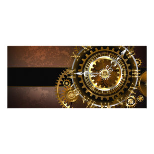 Steampunk clock with antique gears rack card