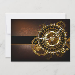 Steampunk clock with antique gears save the date
