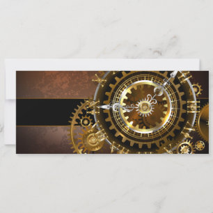 Steampunk clock with antique gears save the date