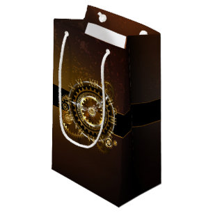 Steampunk clock with antique gears small gift bag