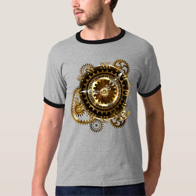 Steampunk clock with antique gears T-Shirt (Front)