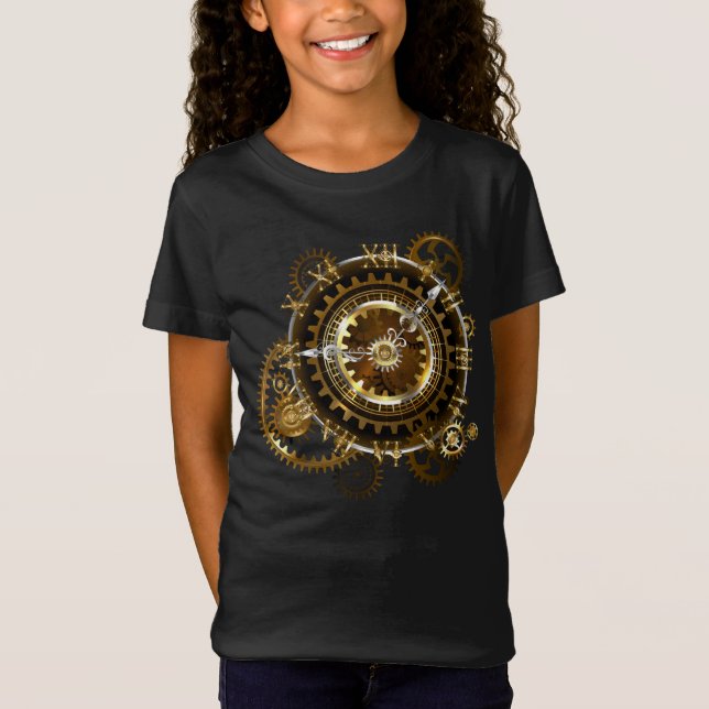Steampunk clock with antique gears T-Shirt (Front)